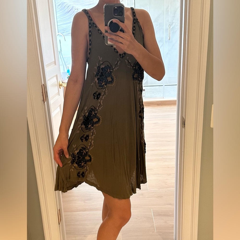 Free People Olive Floral Mini Dress